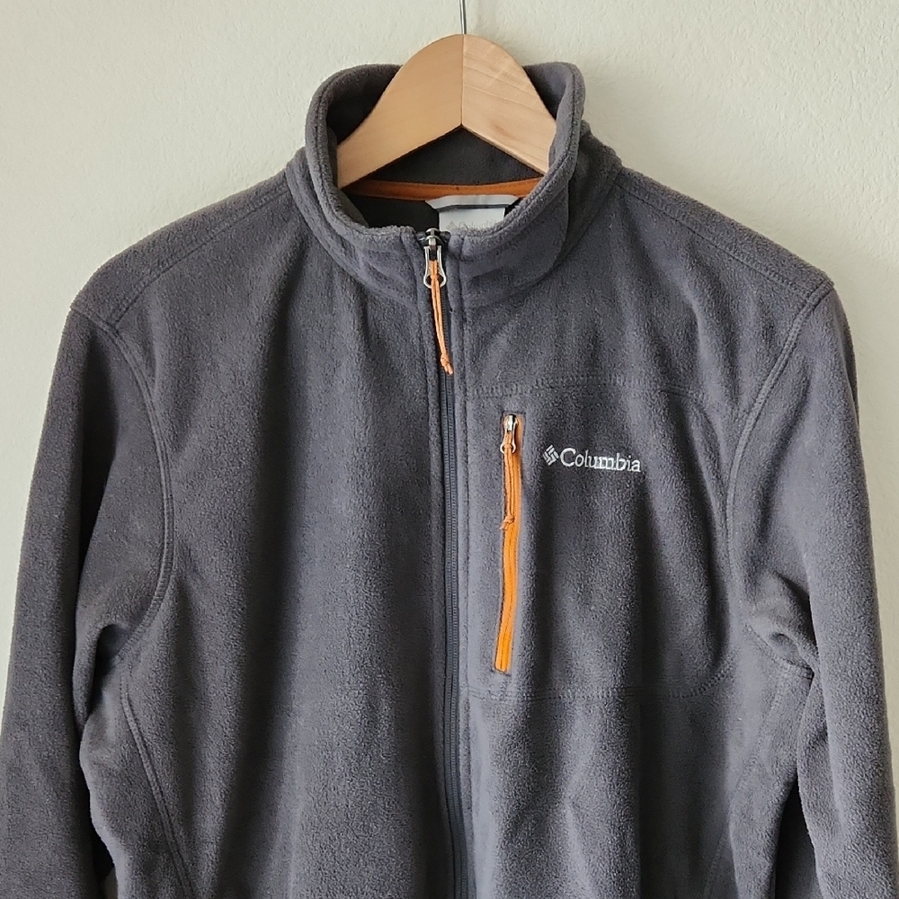 COLUMBIA Charcoal Grey Fleece Jacket Rustic Orange Details Men Sz M Gorpcore - Picture 4 of 16